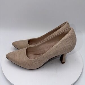 Clarks Women's Kataleyna Gem Pumps Metallic Sand Office Comfort Size 7M